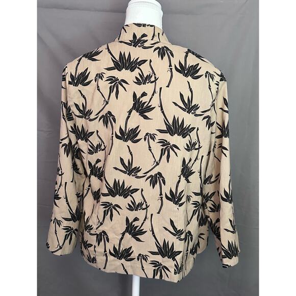 Draper’s & Damon’s Women’s Lightweight Tan/Black Palm Tree Button Up Sweater- PS - Picture 3 of 10